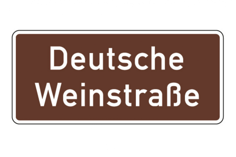 Touristische Unterrichtungstafeln VZ 386.3 11 Das Bild zeigt das VZ386.2, welches eine touristische Route anzeigt. Hier: "Deutsche Weinstraße"