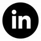 Rundes LinkedIn-Logo in Schwarz-Weiß.
