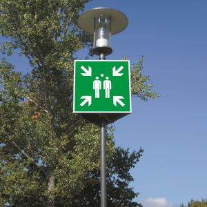 Notfalltreffpunkt Beschilderung im Freien – Sammelstelle für Notfälle.