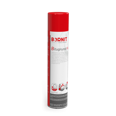 Bornit Bitugrund fix Grundierung Zylindrische Dose mit rotem Deckel und der Aufschrift „Bitugrund“ vor transparentem Hintergrund