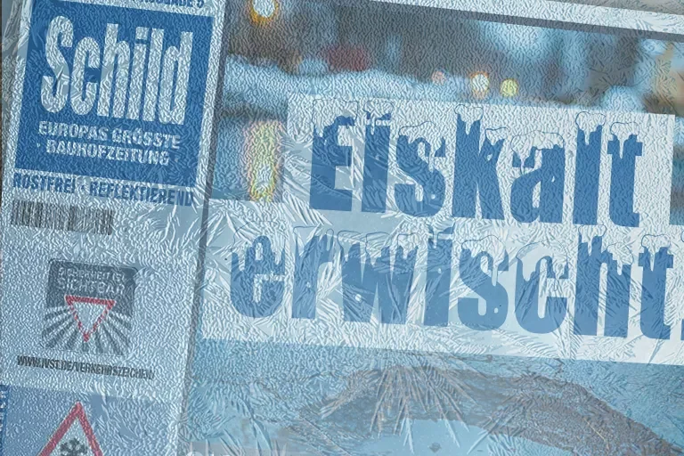 Dekoratives Bild der Schild-Zeitung in Eisoptik.