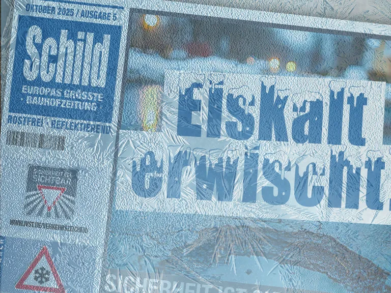 Dekoratives Bild der Schild-Zeitung in Eisoptik.