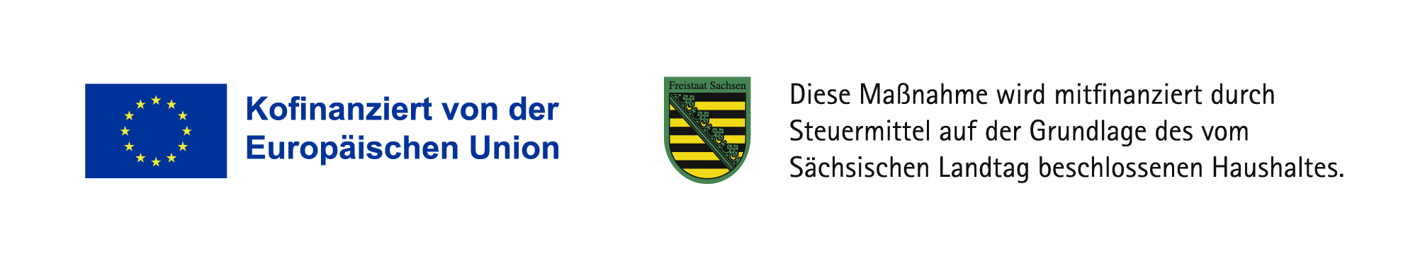 EFRE-ESF_LO_Kombination_EU-Logo_SachsenSignet-klassisch_H_RGB Förderlogo der Europäischen Union und des Freistaats Sachsen mit Hinweis auf die Kofinanzierung der Maßnahme.