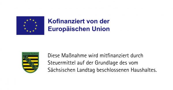 EFRE-ESF_LO_Kombination_EU-Logo_SachsenSignet-klassisch_V_RGB_600dpi Förderlogo der Europäischen Union und des Freistaats Sachsen mit Hinweis auf die Kofinanzierung der Maßnahme.