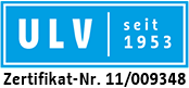 ULVLogo ULV Logo in blau mit Zertifikatsnummer